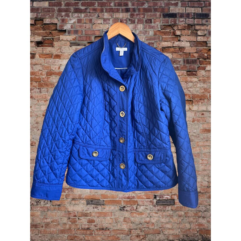 Charter Club Blue and Gold Button Jacket Size L